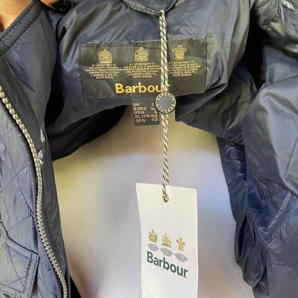 Barbour Down light jacket Navy Color sz 8 - Picture 8 of 8